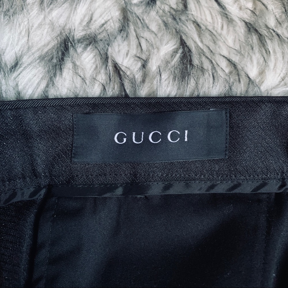Gucci Slim Fit Silk Blend Black Dress Pants - Picture 5 of 8
